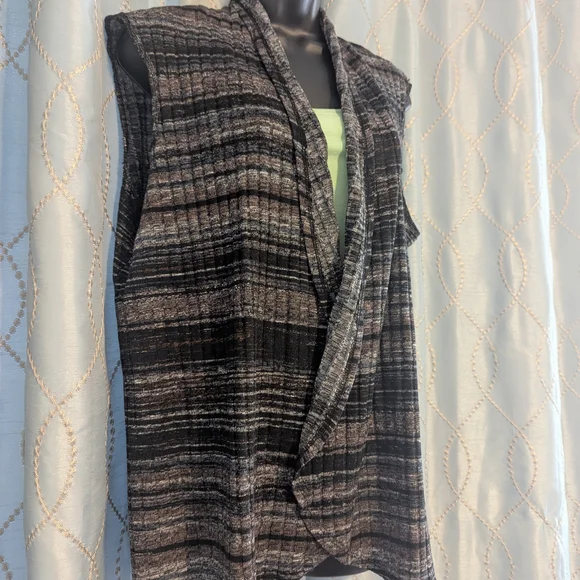 Apt 9 Striped Sleeveless Cardigan Vest - XL - Picture 2 of 4